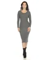 White Mark Womens Long Sleeve Midi Sweater Dress In Charcoal