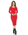 White Mark Womens Long Sleeve Midi Sweater Dress In Red