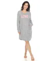 White Mark Women's Long Sleeve Sleepshirt In Denim Blue