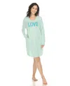 White Mark Women's Long Sleeve Sleepshirt In Mint