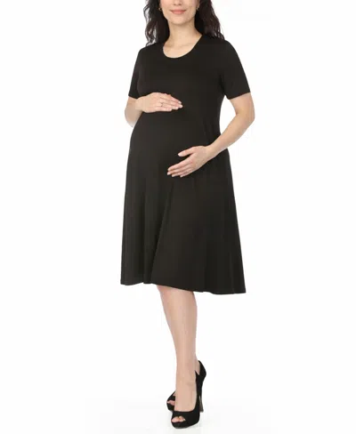 White Mark Women's Maternity Short-sleeve A-line Dress In Burgundy