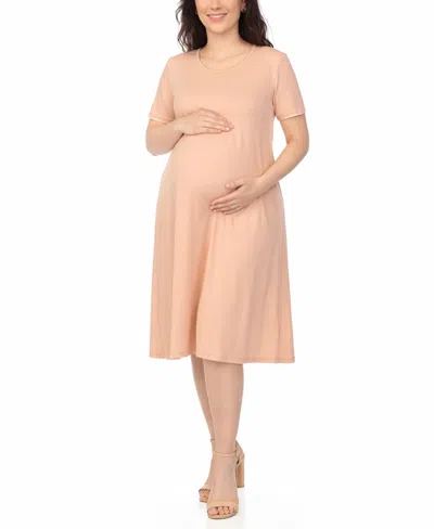 White Mark Women's Maternity Short-sleeve A-line Dress In Pink