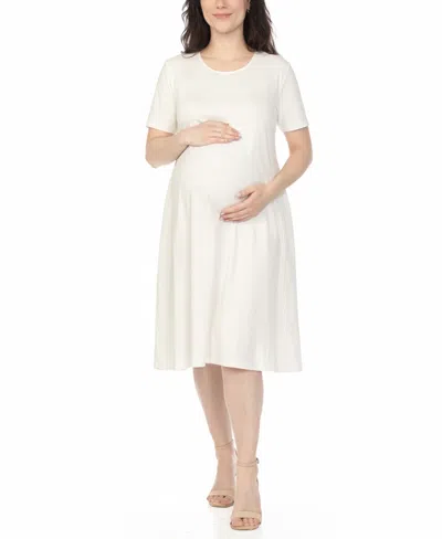 White Mark Plus Size Short-sleeve Midi A-line Dress In Gray