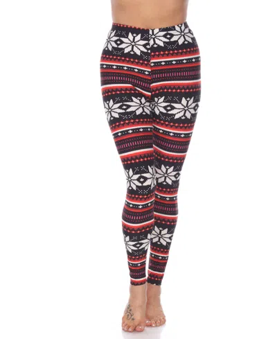 White Mark Women's One Size Fits Most Printed Leggings In Black,red,white