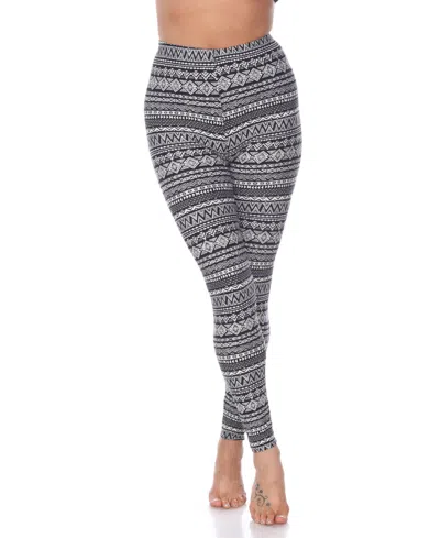 White Mark Women's One Size Fits Most Printed Leggings In Black,white Aztec