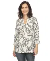White Mark Women's Paisley Button Front Tunic Top In White Black