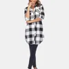 White Mark Women Plaid Tunic Shirt In Black