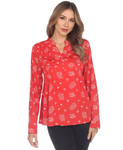 White Mark Women's Printed Long-sleeve Button-front Top In Multi