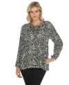White Mark Women's Printed Peasant Blouse In Black White