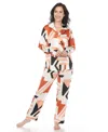 White Mark Women's Printed Satin Pajama Set In Bronze