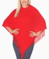 White Mark Women's Pullover Knit Poncho Sweater In Red