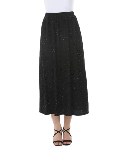 White Mark Women's Rhinestone Embellish Midi High-waisted Skirt In Black
