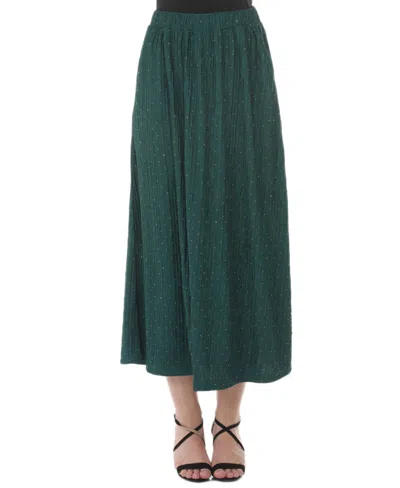 White Mark Women's Rhinestone Embellish Midi High-waisted Skirt In Green