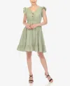 White Mark Women's Ruffle Sleeve Knee-length Dress In Sage