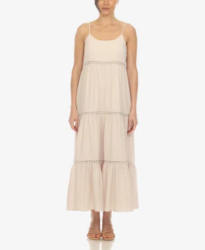 White Mark Women's Scoop Neck Tiered Maxi Dress In Beige