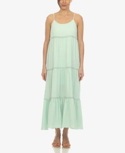 White Mark Women's Scoop Neck Tiered Maxi Dress In Green