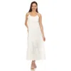 White Mark Women's Scoop Neck Tiered Maxi Dress In White