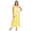 White Mark Women's Scoop Neck Tiered Maxi Dress In Yellow