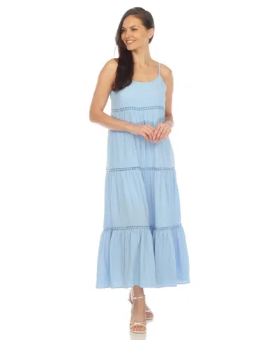 White Mark Women's Scoop Neck Tiered Midi Dress In Blue