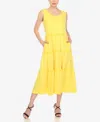White Mark Women's Scoop Neck Tiered Midi Dress In Canary Yellow