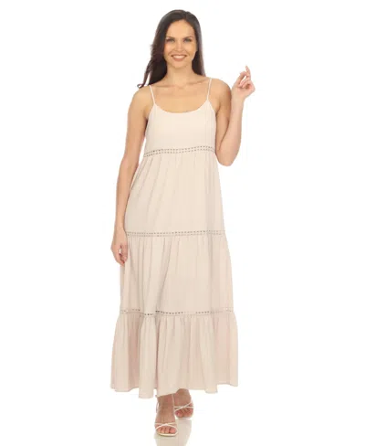 White Mark Women's Scoop Neck Tiered Midi Dress In Pink