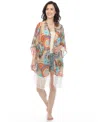 White Mark Women's Sheer Fringe Kimono In Beige