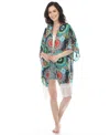 White Mark Women's Sheer Fringe Kimono In Navy