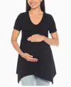 White Mark Women's Shirred Maternity Top In Black