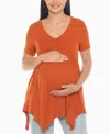 White Mark Women's Shirred Maternity Top In Brown