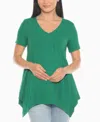 White Mark Plus Size Short Sleeve Shirred Front Knit Top In Multi