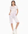 White Mark Women's Short Sleeve And Capri Lounge Set