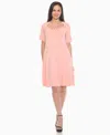 White Mark Plus Size Short Sleeve Crisscross Neck A-line Dress In Pink