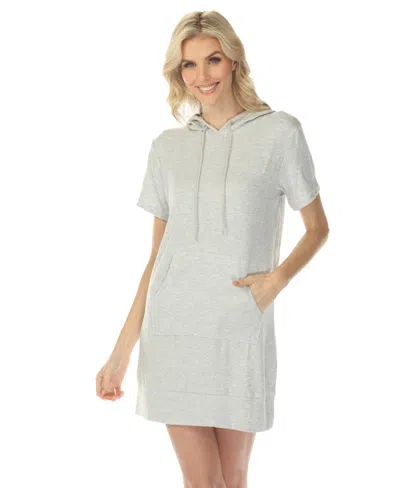 White Mark Women's Short Sleeve Hoodie Dress In Gray