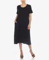 White Mark Women's Short Sleeve Midi Dress In Black