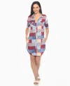 White Mark Womens Short Sleeve Plaid Shirt Dress In Blue