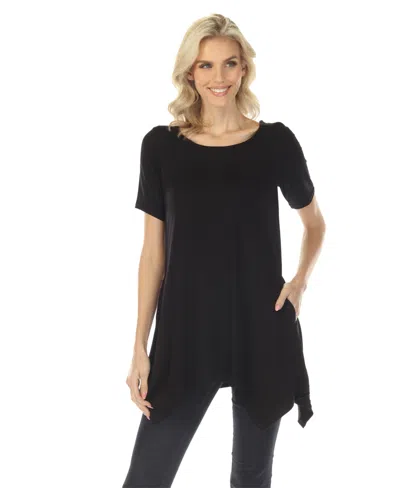 White Mark Women's Short Sleeve Swing Tunic Top In Black