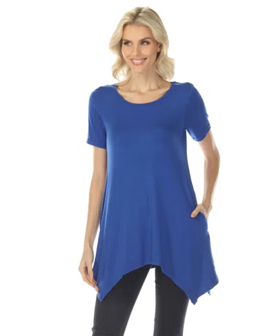 White Mark Women's Short Sleeve Swing Tunic Top In Blue