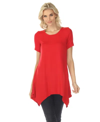 White Mark Women's Short Sleeve Swing Tunic Top In Red