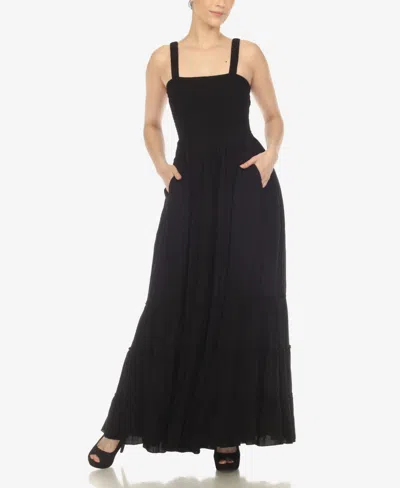 White Mark Women's Smocked Ruffle Maxi Dress In Black