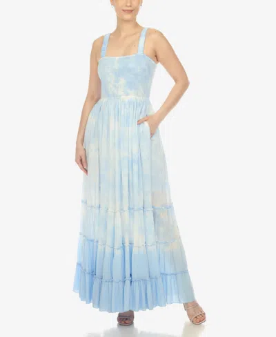 White Mark Women's Smocked Ruffle Maxi Dress In Blue