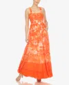 White Mark Plus Size Smocked Ruffle Maxi Dress In Orange