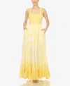 White Mark Plus Size Smocked Ruffle Maxi Dress In Yellow
