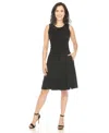 White Mark Plus Womens Pleated Textured Mini Dress In Black