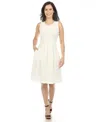 White Mark Women's Solid Fit And Flare Dress In White