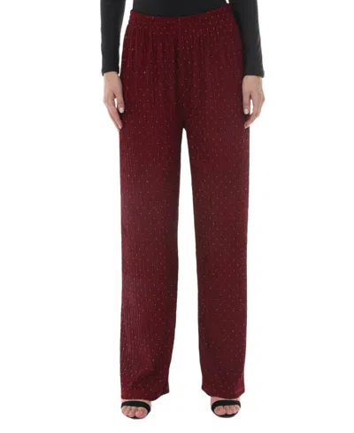 White Mark Women's Straight-leg High-waisted Studded Pants In Brown