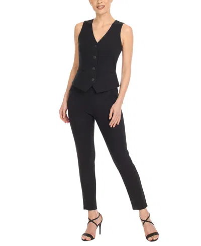 White Mark Women's Tailored Vest Ankle Pants Matching Set In Pink