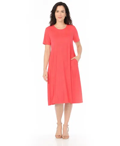 White Mark Women's Tee Swing Midi Dress In Red