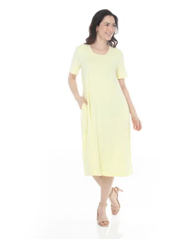White Mark Women's Tee Swing Midi Dress In Yellow