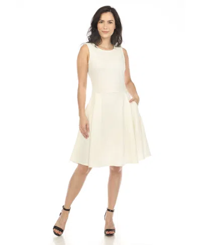 White Mark Women's Tweed Fit And Flare Dress In White