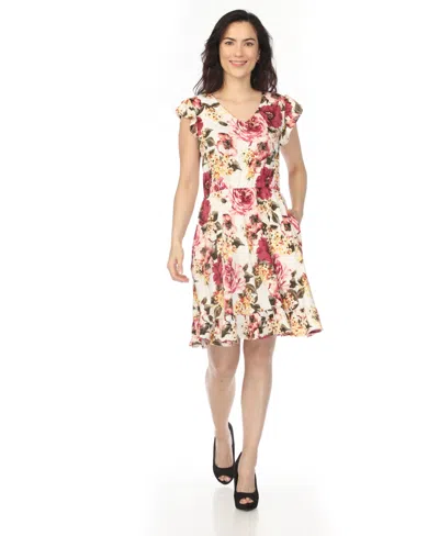 White Mark Women's V-neck Empire Dress In Multi